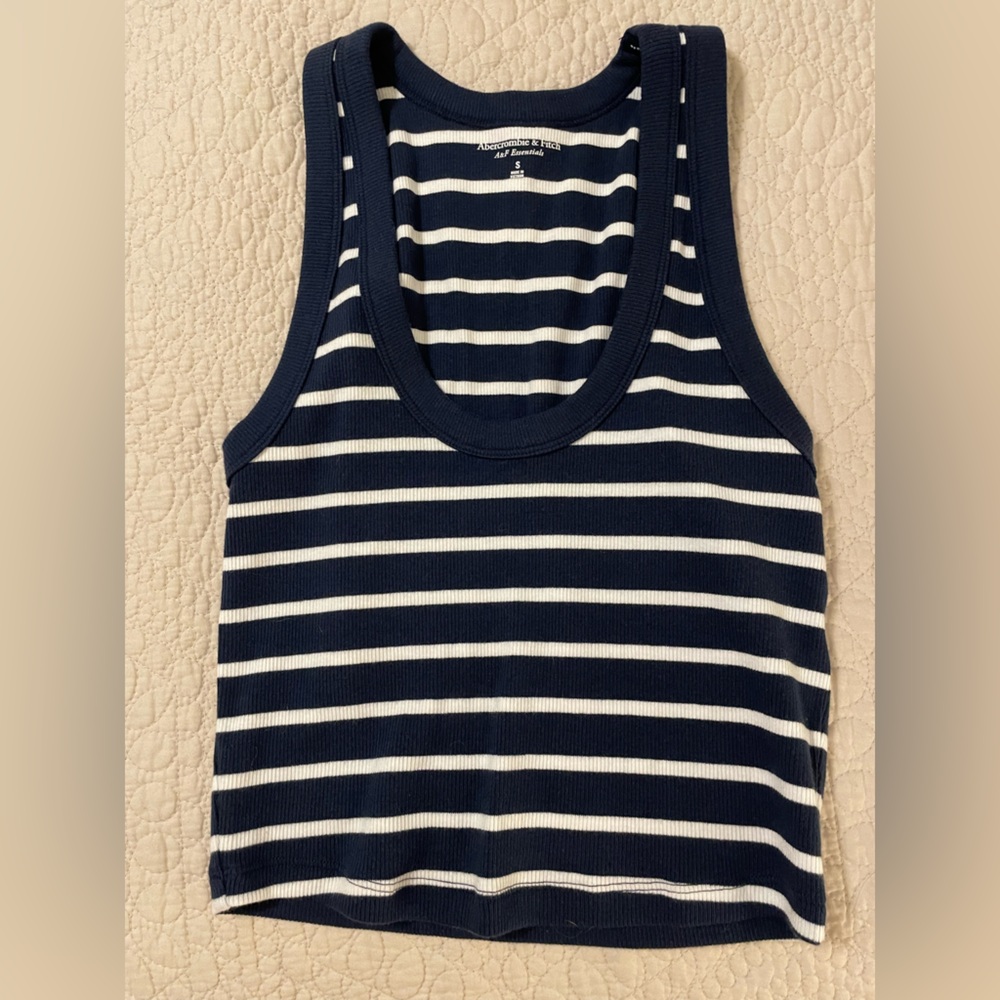 Abercrombie & Fitch Navy and White Striped Top